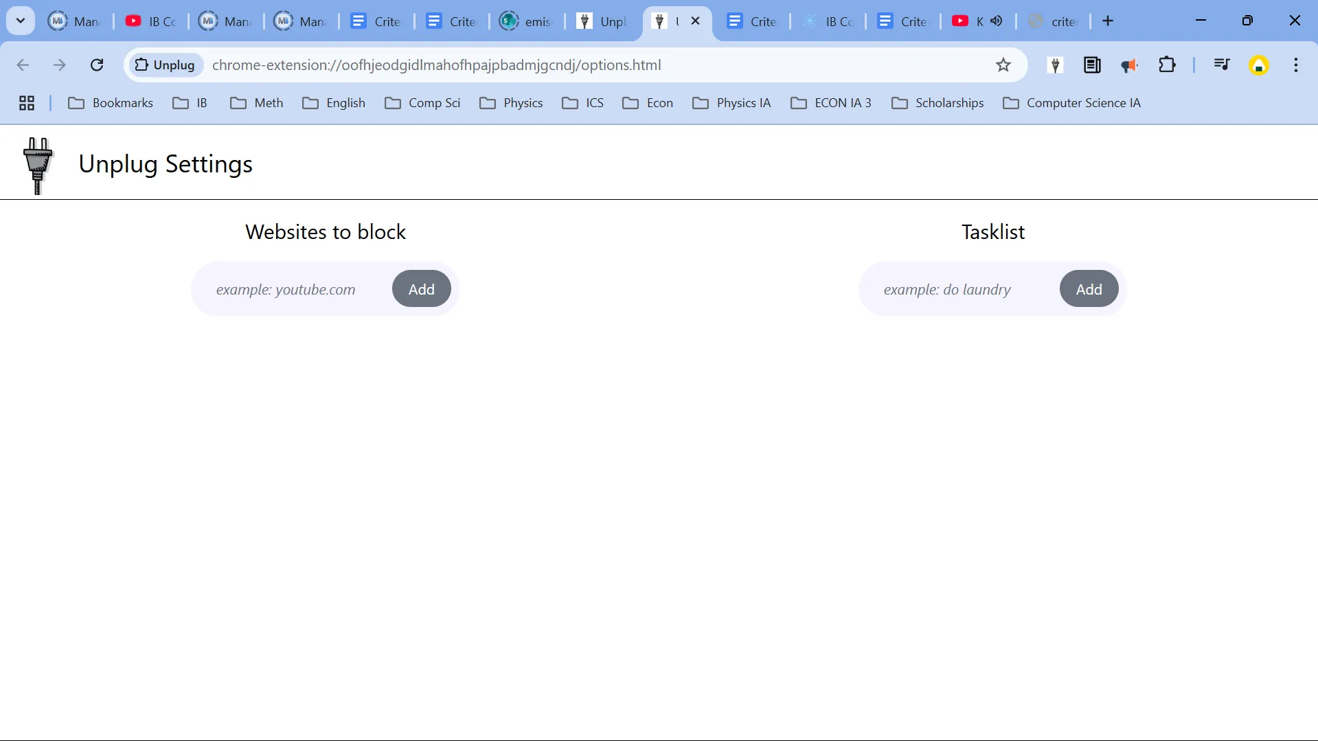 Unplug: Chrome Extension Website Blocker